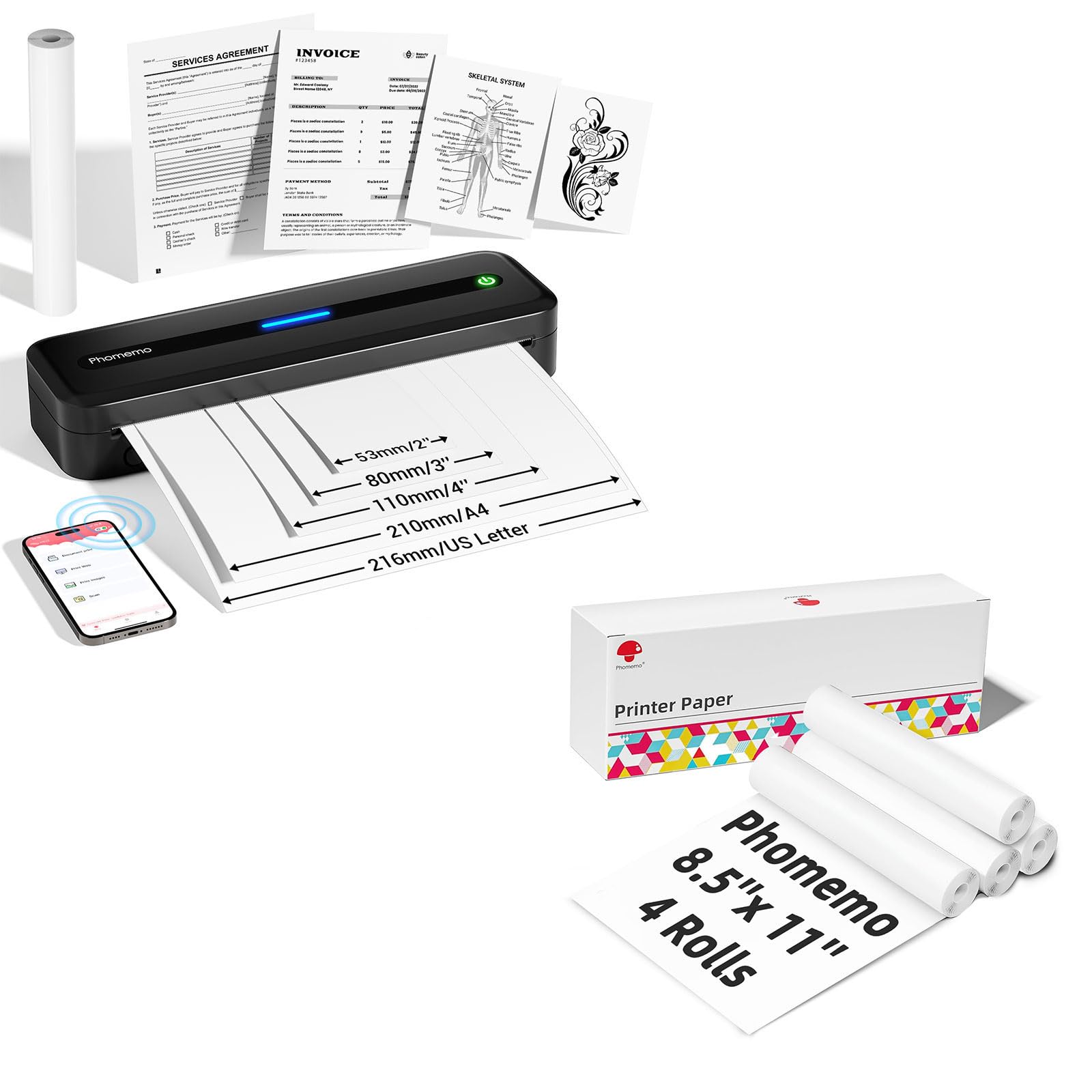 ★Pmo M832★ Amazon.com: Phomemo Portable Printers Wireless for Travel